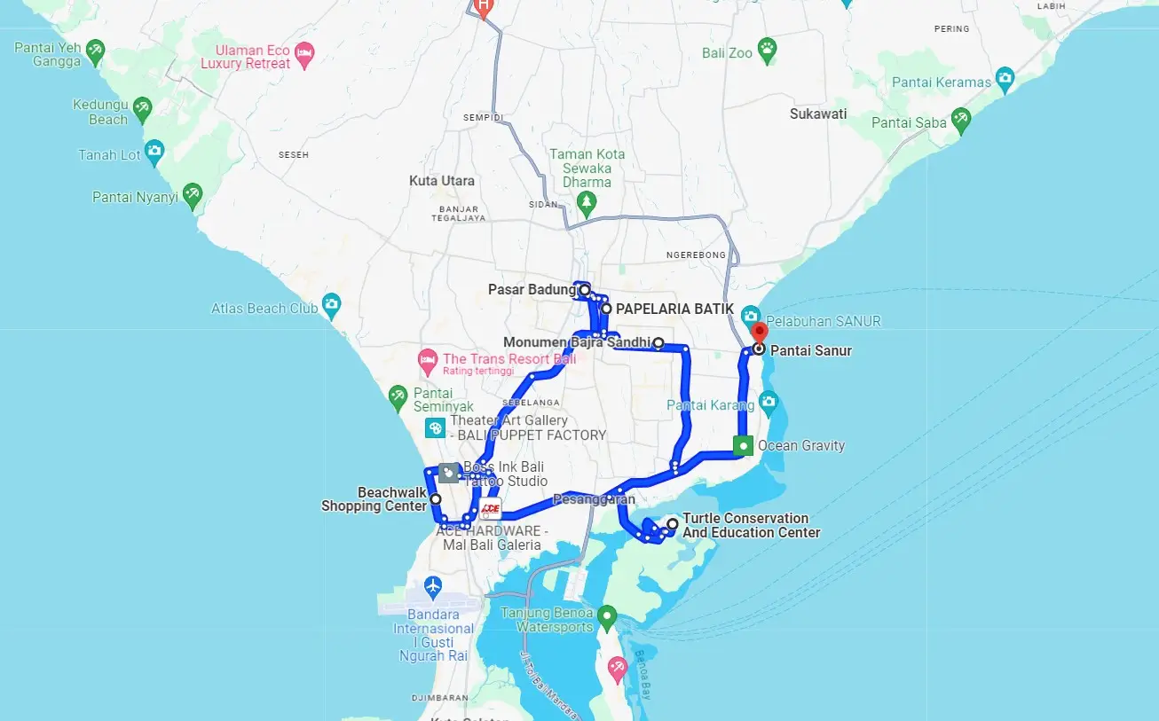 Denpasar program napi menetrend térkép