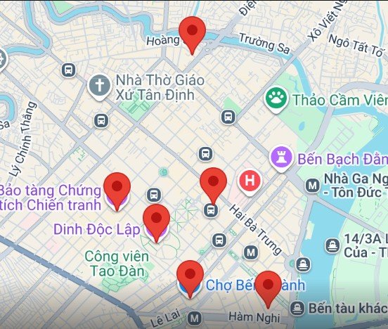 Saigon útvonaltérkép